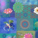 Clothworks, Lily Pond, Digital Patchwork, Blue