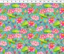 Clothworks, Lily Pond, Dragonfly Floral, Lt Teal