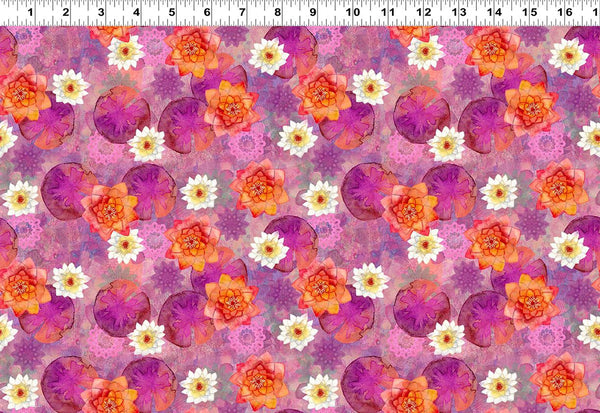 Clothworks, Lily Pond, Mixed Lilies, Raspberry