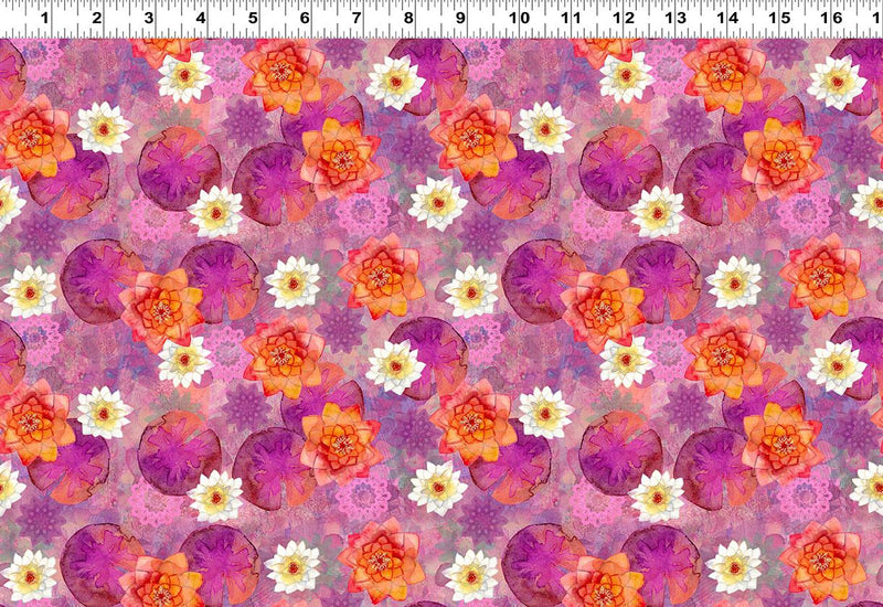 Clothworks, Lily Pond, Mixed Lilies, Raspberry