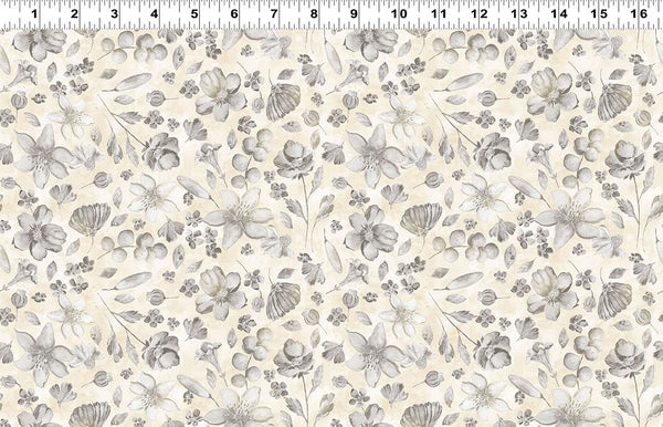 Clothworks, Night Whispers, Digital Floral, Light Taupe