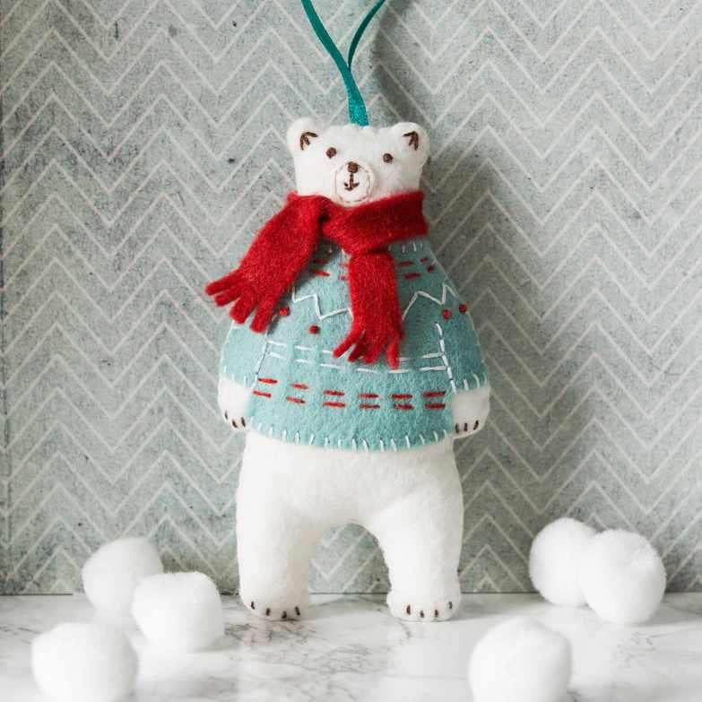 Corinne Lapierre Embroidery Kit, Felt Polar Bear