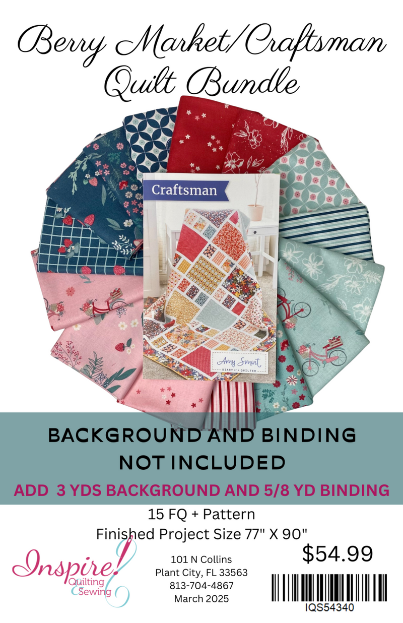 Craftsman Pattern/Berry Market FQ Quilt Bundle-does not include background