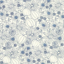 Crystal Lawn, Blue Line Drawing on Cream