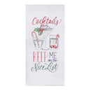 Embroidered Flour Sack Towel, Cocktails, Keep Me On The Nice List