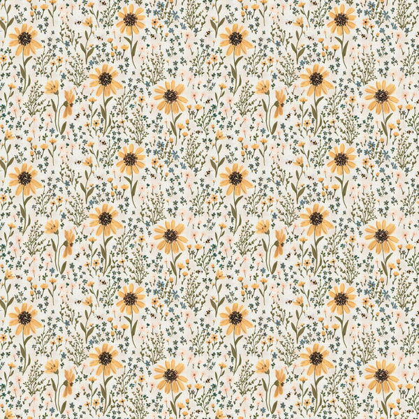 FIGO Fabrics, Humblebee, Field Floral, Cream