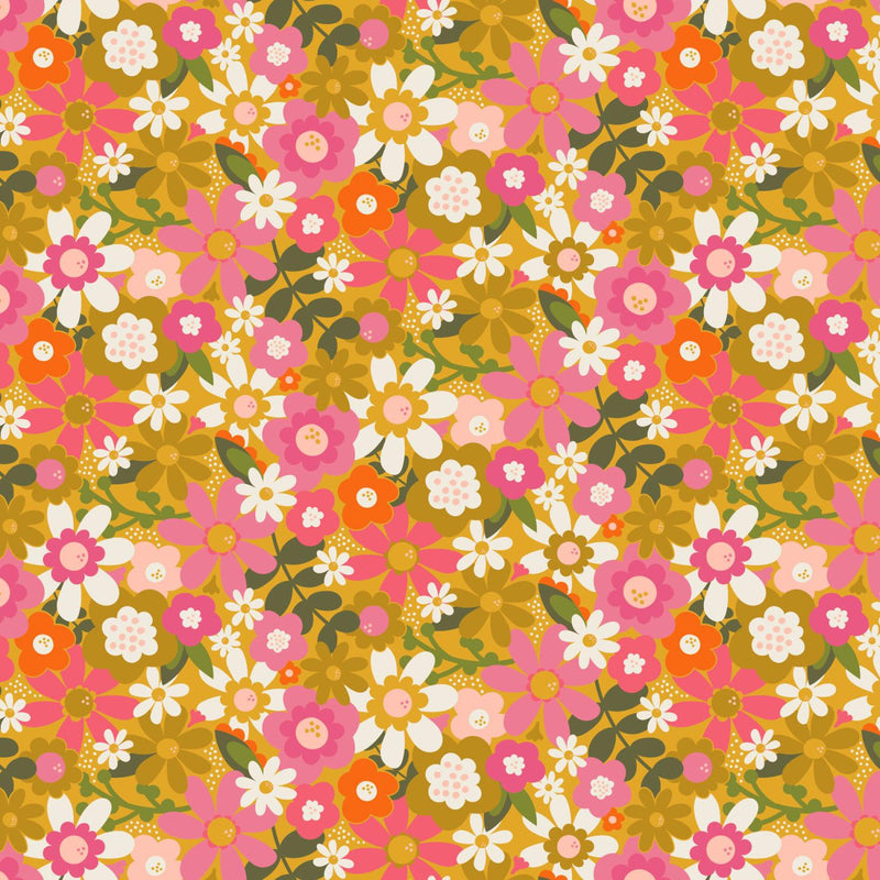 FIGO, Sarah Hearts, Joyful June, Floral, Ochre