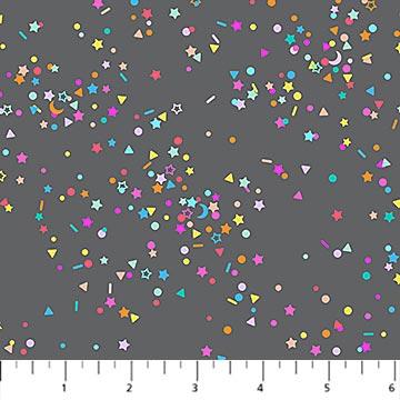 Figo Fabrics Basics, Dewfall, Multi Confetti on Gray