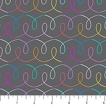 Figo Fabrics Basics, Dewfall, Multi Looped Stripes on Gray