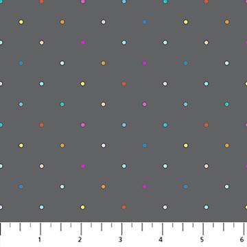 Figo Fabrics Basics, Dewfall, Tiny Multi Colored Dots on Gray