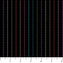 Figo Fabrics Basics, Dovetail, Narrow Dotted Stripes, Multi on Black