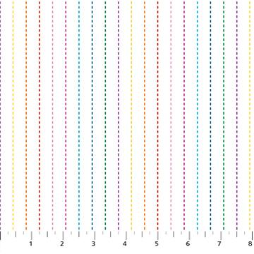 Figo Fabrics Basics, Dovetail, Narrow Dotted Stripes, Multi on White