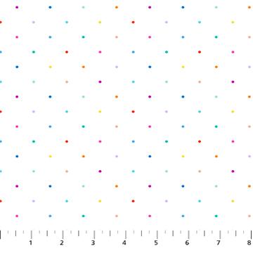 Figo Fabrics Basics, Dovetail, Tiny Dots, Multi on White