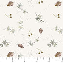 Figo Fabrics, Cozy Cubs,Tossed Pinecones & Sprigs on Cream
