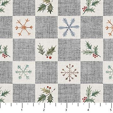 Figo Fabrics, Cozy Cubs, Holiday Check, Gray & Cream
