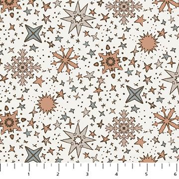 Figo Fabrics, Cozy Cubs, Snowflakes & Stars on Cream