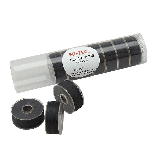Fil-Tec, Clear-Glide 15/A Bobbins - Black- 8/Tube