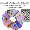 Flourished + 1895 Batiks Fat Quarter Bundle-11pc + Free Pattern