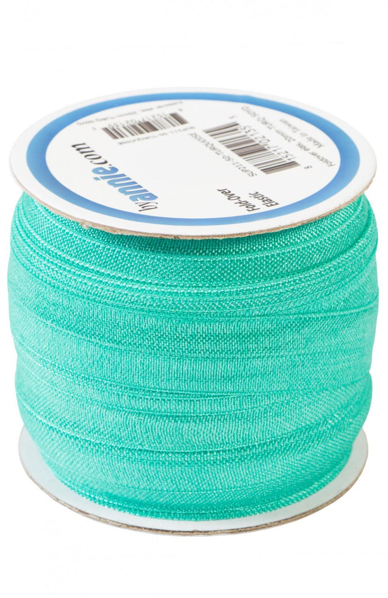 Fold-over Elastic by the yard, Turquoise