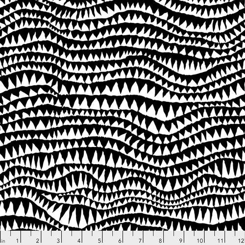 Free Spirit Fabrics, Kaffe Collective, Sharks Teeth, Black