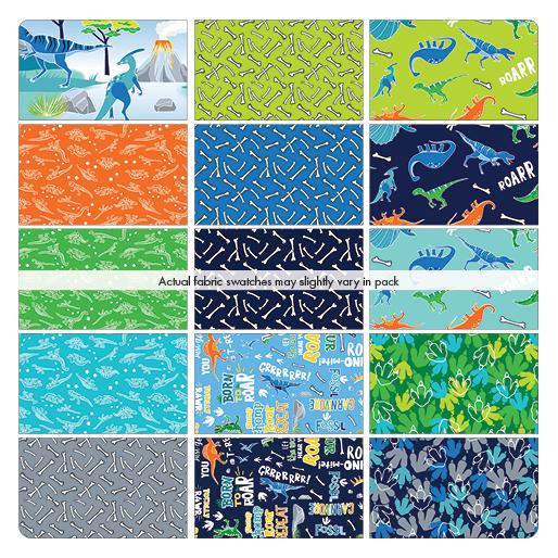 Glow-O-Saurus 15 piece Fat Quarter Pack