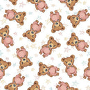 Henry Glass, Boho Buddies, Tossed Bears on White