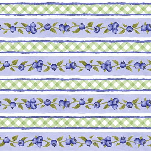 Henry Glass Fabrics, Berrylicious, Blueberry Border Stripe