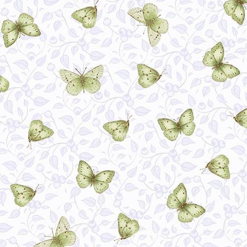 Henry Glass Fabrics, Berrylicious, Green Butterflies