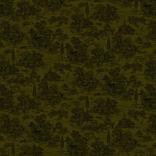 Henry Glass, Farmhouse Christmas - Green Toile