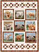 Highlander Cow/Marquee Quilt Kit-Sky Blue Background
