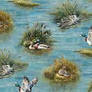 Hoffman Fabrics, Lakeside Echo, Lake, Ducks,  Blue