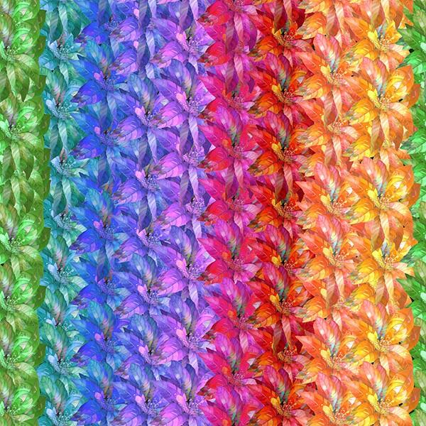 Hoffman Fabrics, Yuletide Blooms,Baubles Ombre Stripe, Multi