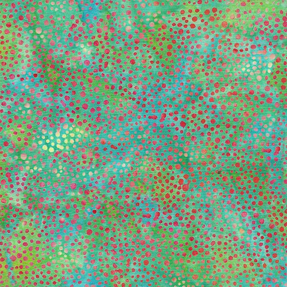 Island Batik, Pindot Florals, Dot, Teal, Chameleon