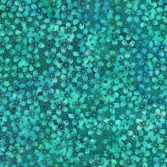 Island Batik, Pindot Florals, Mini Floral, Aqua