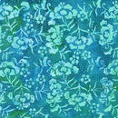 Island Batik, Pindot Florals, Peonies, Teal, Cool Water