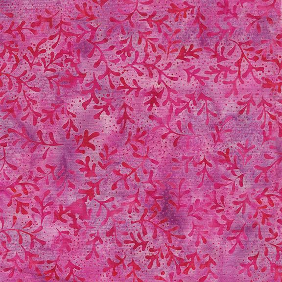 Island Batik, Pindot Florals, Sprig, Pink Geranium