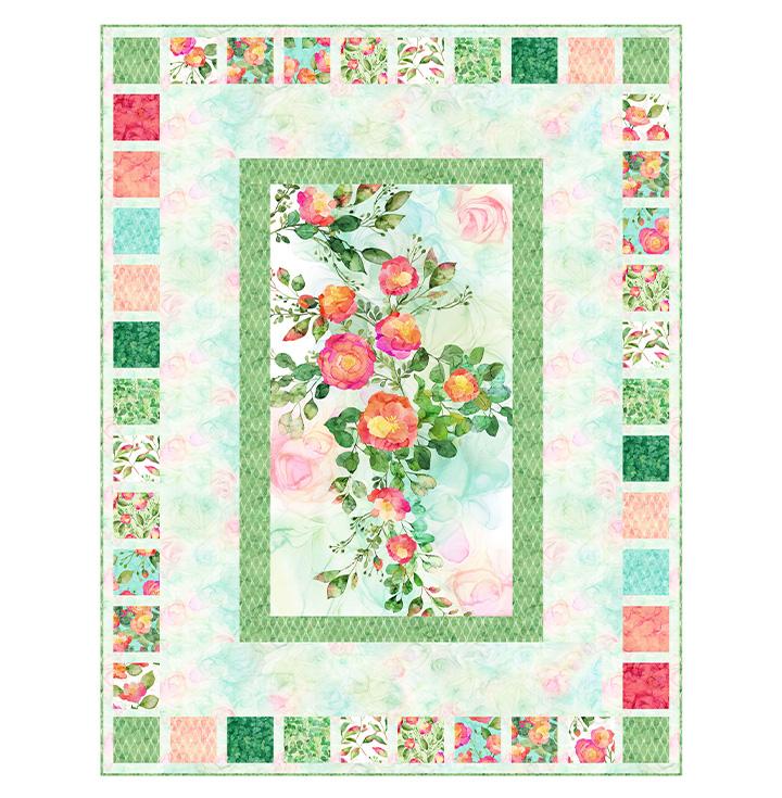KiSSed Quilts, Rose Gallery Quilt Panel Pattern