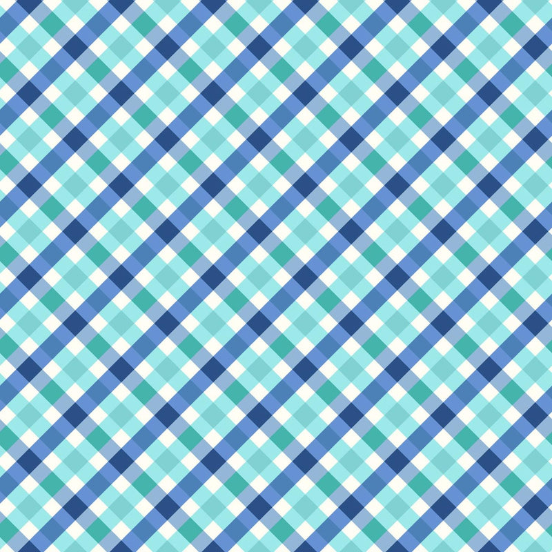 Kimberbell, Star Spangled Beauty, Bias Gingham, Blue/Aqua