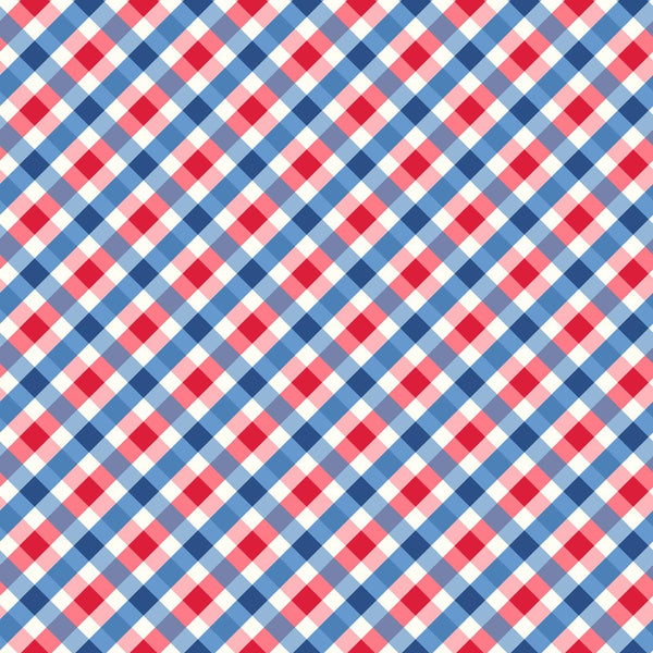 Kimberbell, Star Spangled Beauty, Bias Gingham, Blue/Red