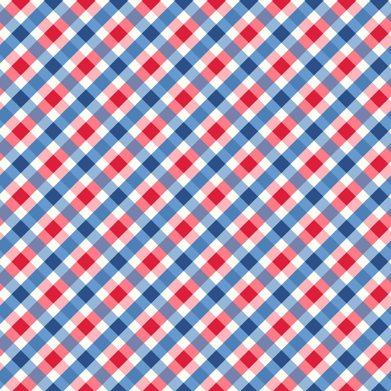 Kimberbell, Star Spangled Beauty, Bias Gingham, Blue/Red