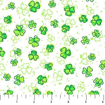 Lucky by Patrick Lose, Irish, Green Shamrocks on White