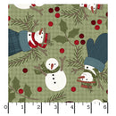 Maywood Fabrics, Holly Jolly Flannel, Snowmen, Green