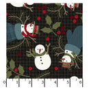 Maywood Fabrics, Holly Jolly Flannel, Snowmen, Black