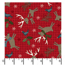 Maywood Fabrics, Holly Jolly Flannel, Reindeer, Red