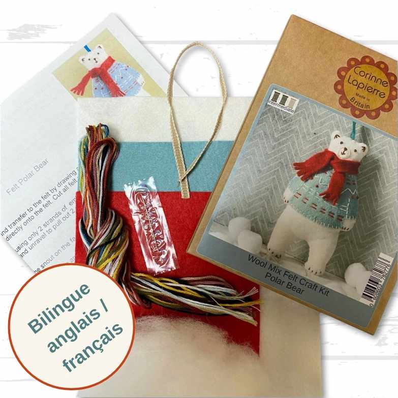 Corinne Lapierre Embroidery Kit, Felt Polar Bear