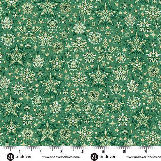Makower UK, Good Tidings, Fancy Snowflakes, Green