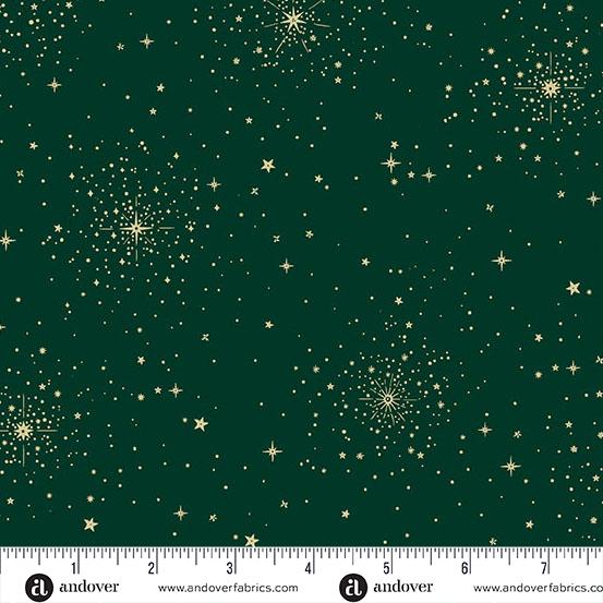 Makower UK, Good Tidings, Sparkling Stars, Dark Green