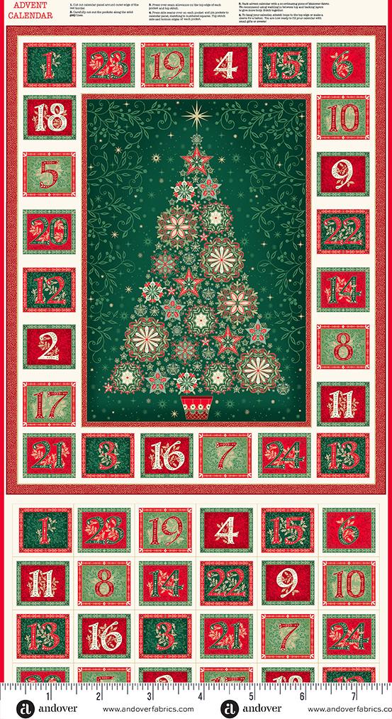 Makower UK, Good Tidings, Christmas Tree Advent Panel, 24" X 42"