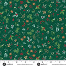Makower UK, Good Tidings, Tiny Tossed Holly & Sprigs, Green
