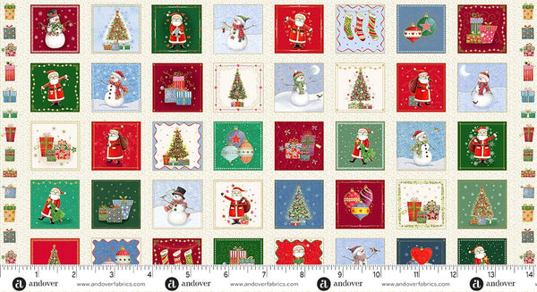 Makower UK, Jolly St Nick, Christmas Squares Panel